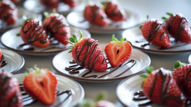 Low-Calorie Chocolate Strawberry Dessert Plates