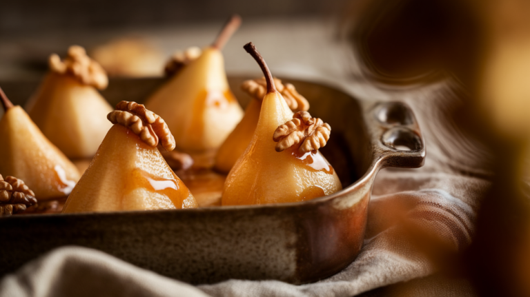 Baked Pears with Walnuts & Maple Syrup