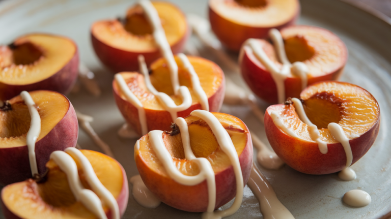 Low-Calorie Roasted Peaches with Vanilla Drizzle